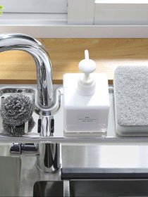 Полка на душевую штангу и смеситель с фиксатором серая MBM MY HOME модель BP-23 GRAY Фото