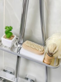 Полка на душевую штангу и смеситель с фиксатором серая MBM MY HOME модель BP-23 GRAY Фото