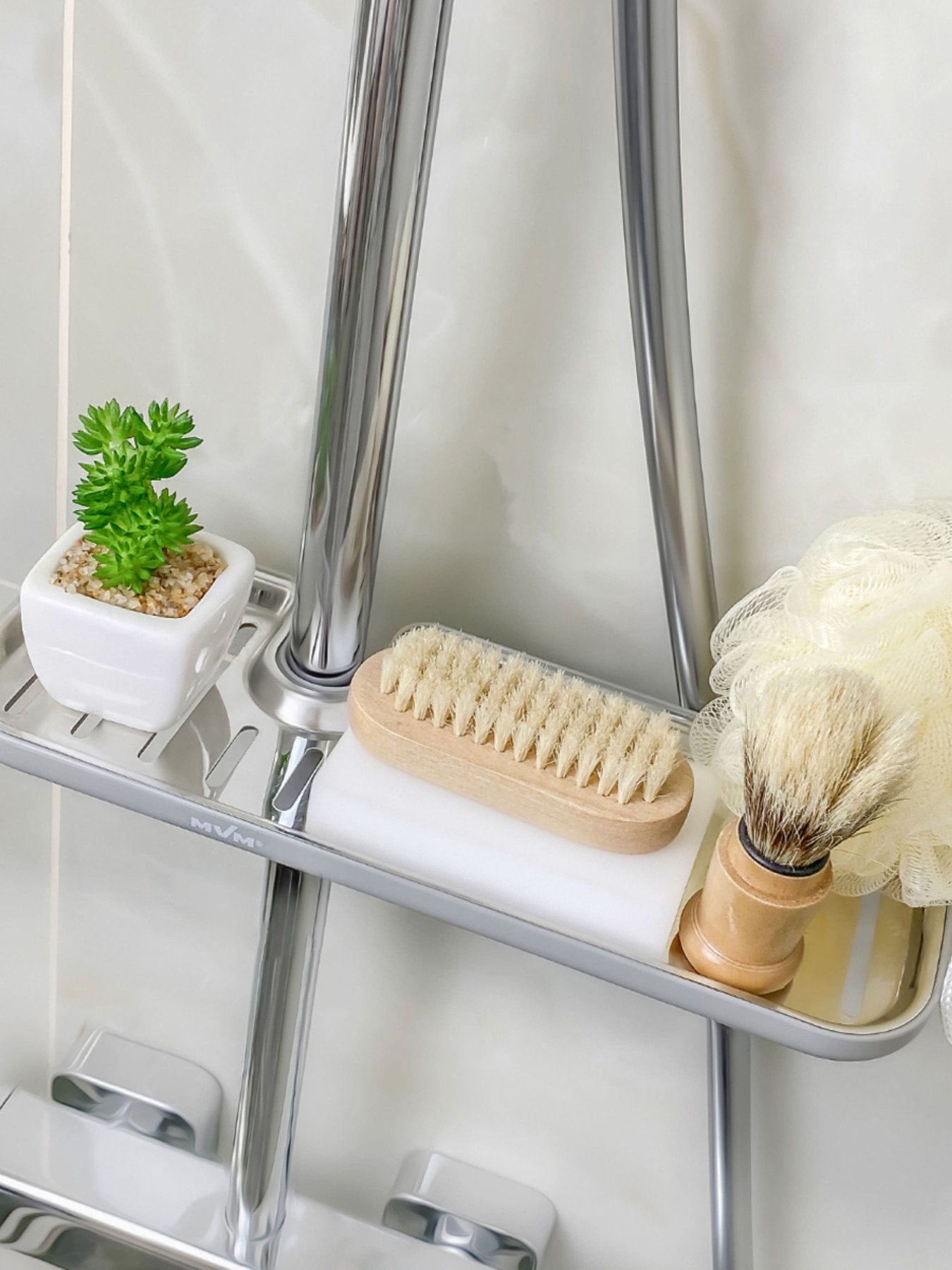 Полиця на душову штангу та змішувач з фіксатором сіра MBM HOME модель BP-23 GRAY Полиця на душову штангу та змішувач з фіксатором сіра MBM HOME модель BP-23 GRAY Фото