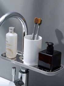 Полка на душевую штангу и смеситель с фиксатором серая MBM HOME модель BP-23 GRAY Фото