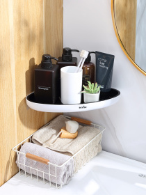 Полка угловая клеящаяся белая с черным MBM MY HOME модель BP-26 WHITE/BLACK Фото