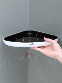 Полка угловая клеящаяся белая с черным MBM MY HOME модель BP-26 WHITE/BLACK Фото