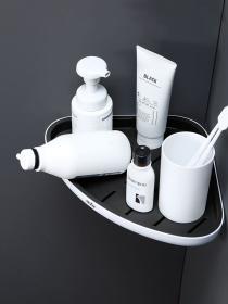 Полка угловая клеящаяся белая с черным MBM MY HOME модель BP-26 WHITE/BLACK Фото