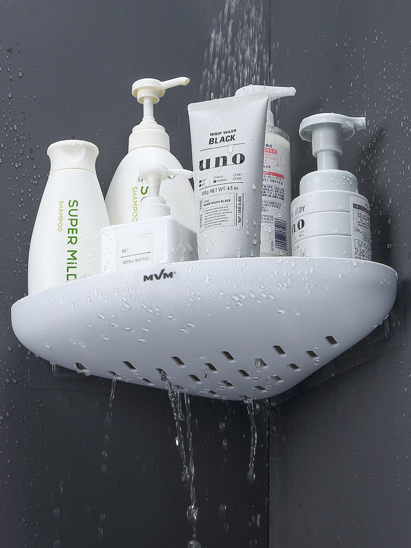 Полиця кутова клейка біла з чорним MBM HOME модель BP-26 WHITE/BLACK Фото