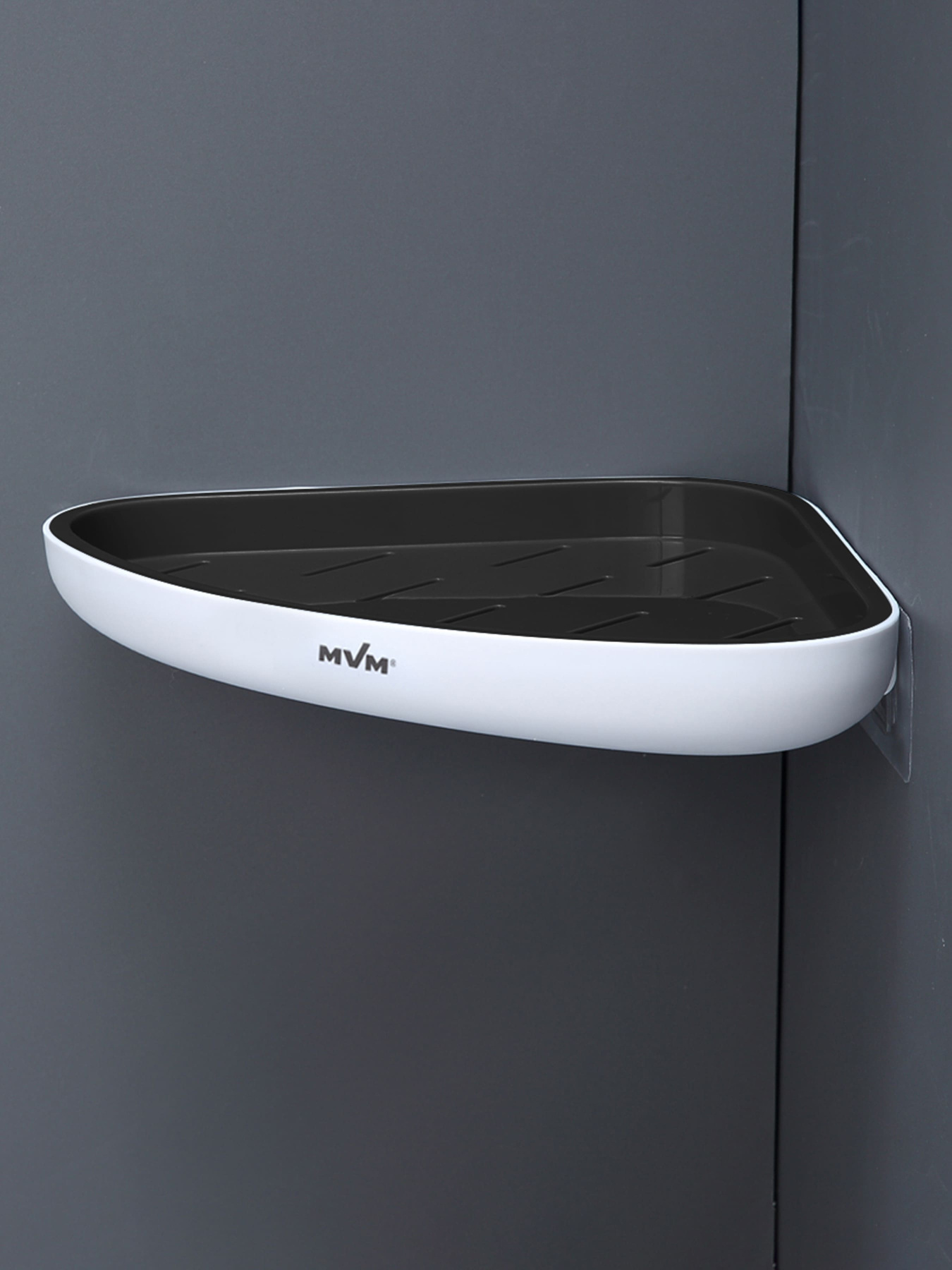 Полиця кутова клейка біла з чорним MBM HOME модель BP-26 WHITE/BLACK Фото