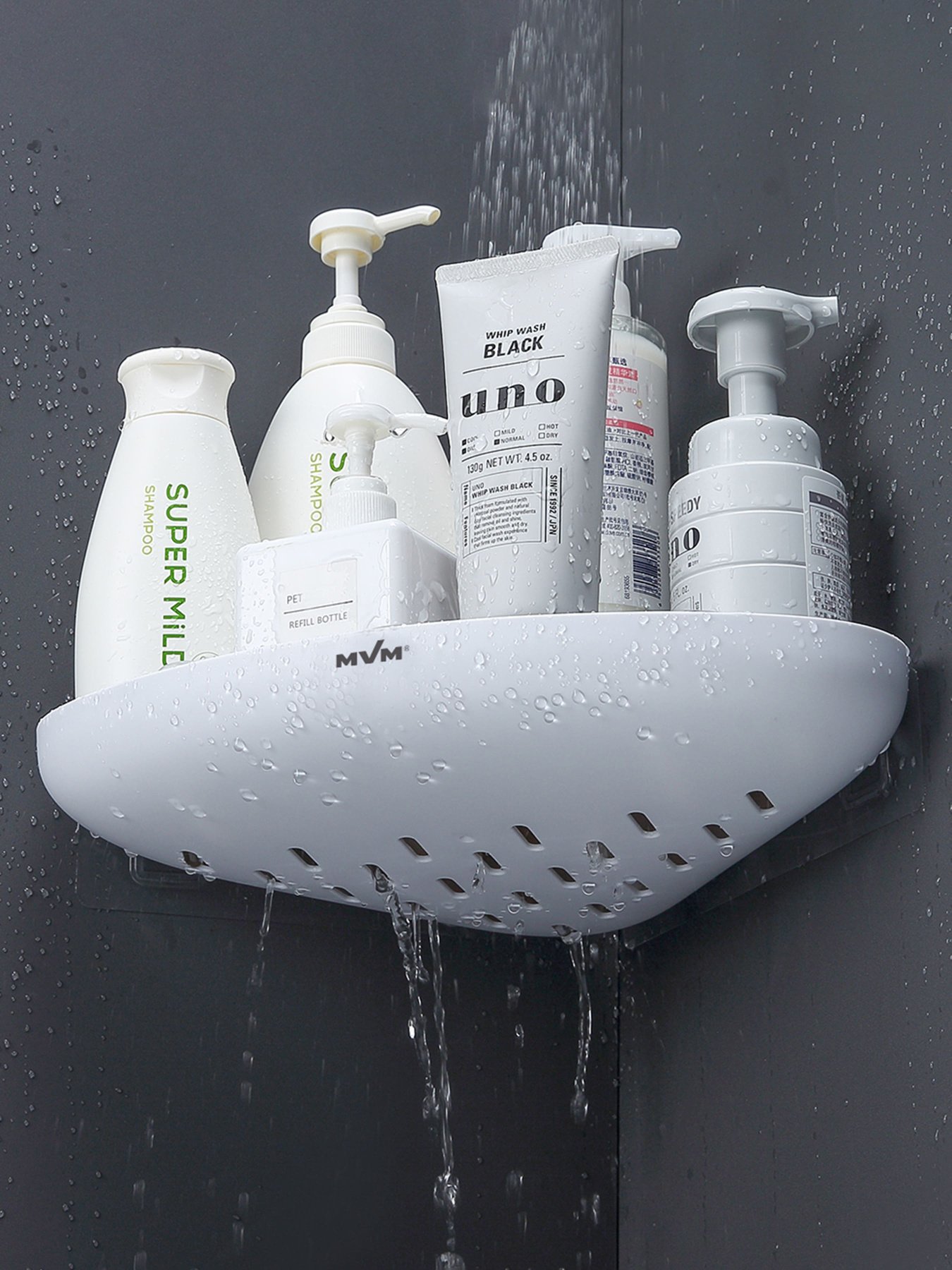 Полка угловая клеящаяся белая с серым MBM MY HOME модель BP-26 WHITE/GRAY Фото