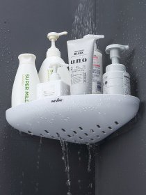 Полка угловая клеящаяся белая с серым MBM MY HOME модель BP-26 WHITE/GRAY Фото