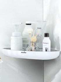 Полиця кутова клейка біла з сірим MBM HOME модель BP-26 WHITE/GRAY Фото