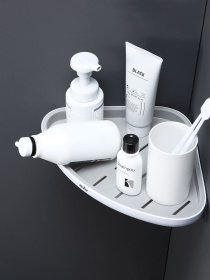 Полка угловая клеящаяся белая с серым MBM HOME модель BP-26 WHITE/GRAY Фото