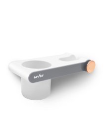Полка с держателем для фена клеящаяся белая с серым MBM MY HOME модель BP-33 WHITE/GRAY Фото