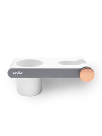 Полка с держателем для фена клеящаяся белая с серым MBM HOME модель BP-33 WHITE/GRAY Фото