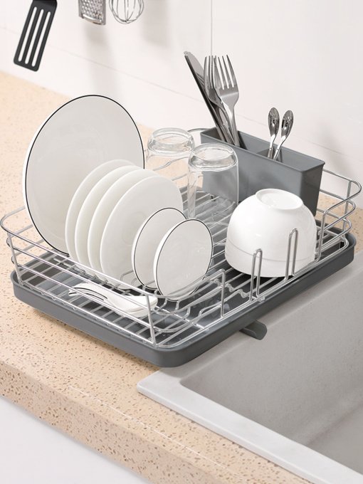 Сушарка для посуду з органайзером сіра MBM MY HOME модель DR-02 GRAY Фото