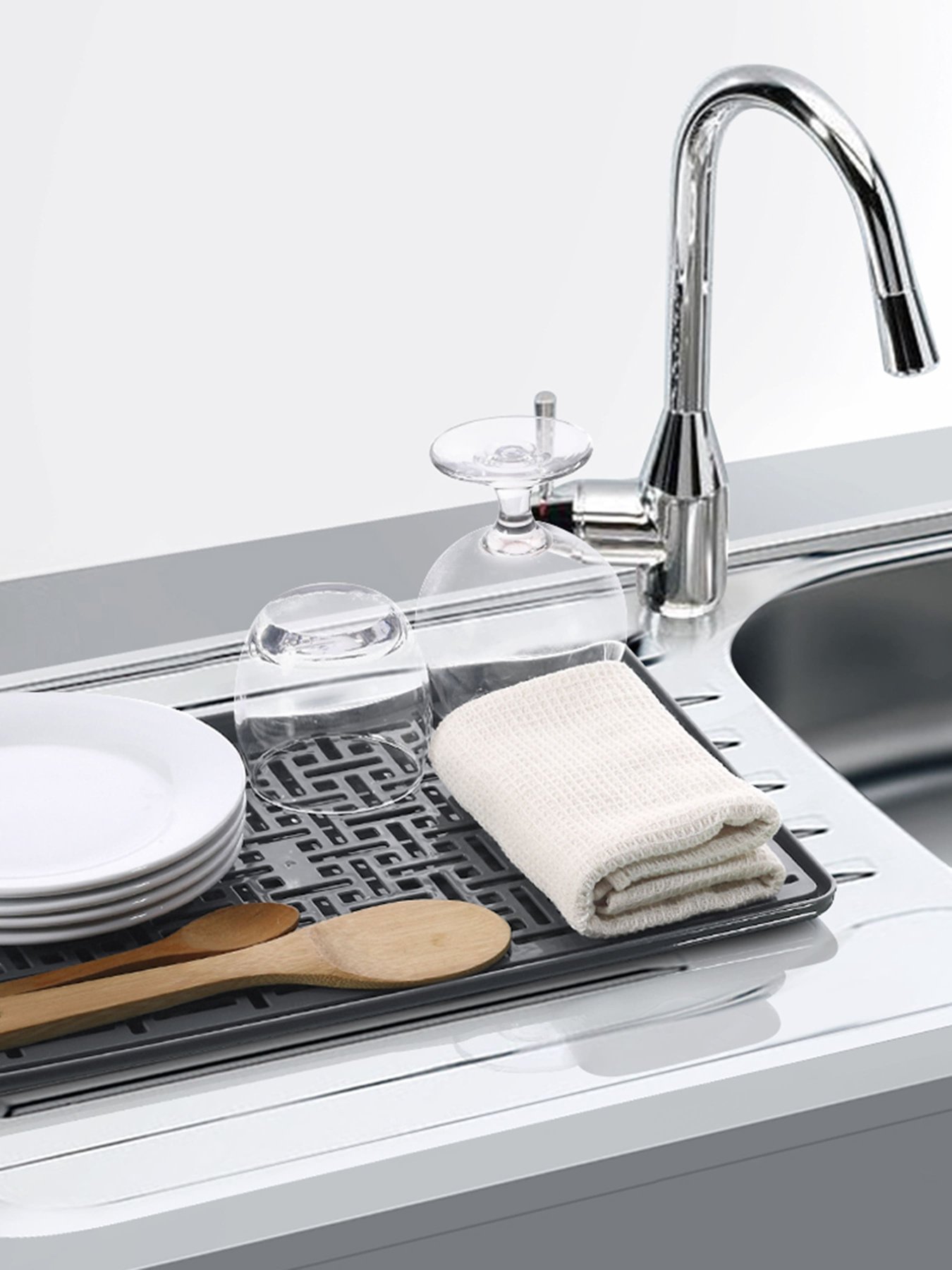 Сушарка для посуду з піддоном сіра MBM HOME модель DR-04 GRAY Фото