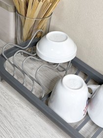 Сушарка для посуду сіра MBM MY HOME Модель DR-05 GRAY Фото