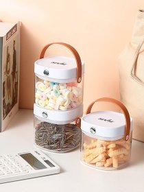 Ємність для зберігання квадратна прозора з білим MBM MY HOME Модель KP-07 S T/WHITE Фото