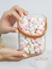 Емкость для хранения прозрачная с белым MBM MY HOME модель KP-07 M T/WHITE Фото