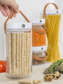 Емкость для хранения прозрачная с белым MBM MY HOME модель KP-07 L T/WHITE Фото