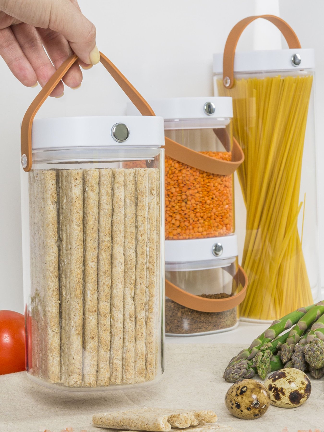 Ємність для зберігання прозора з білим MBM HOME модель KP-07 L T/WHITE Фото