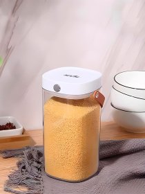 Ємність для зберігання прозора з білим MBM HOME модель KP-07 L T/WHITE Фото