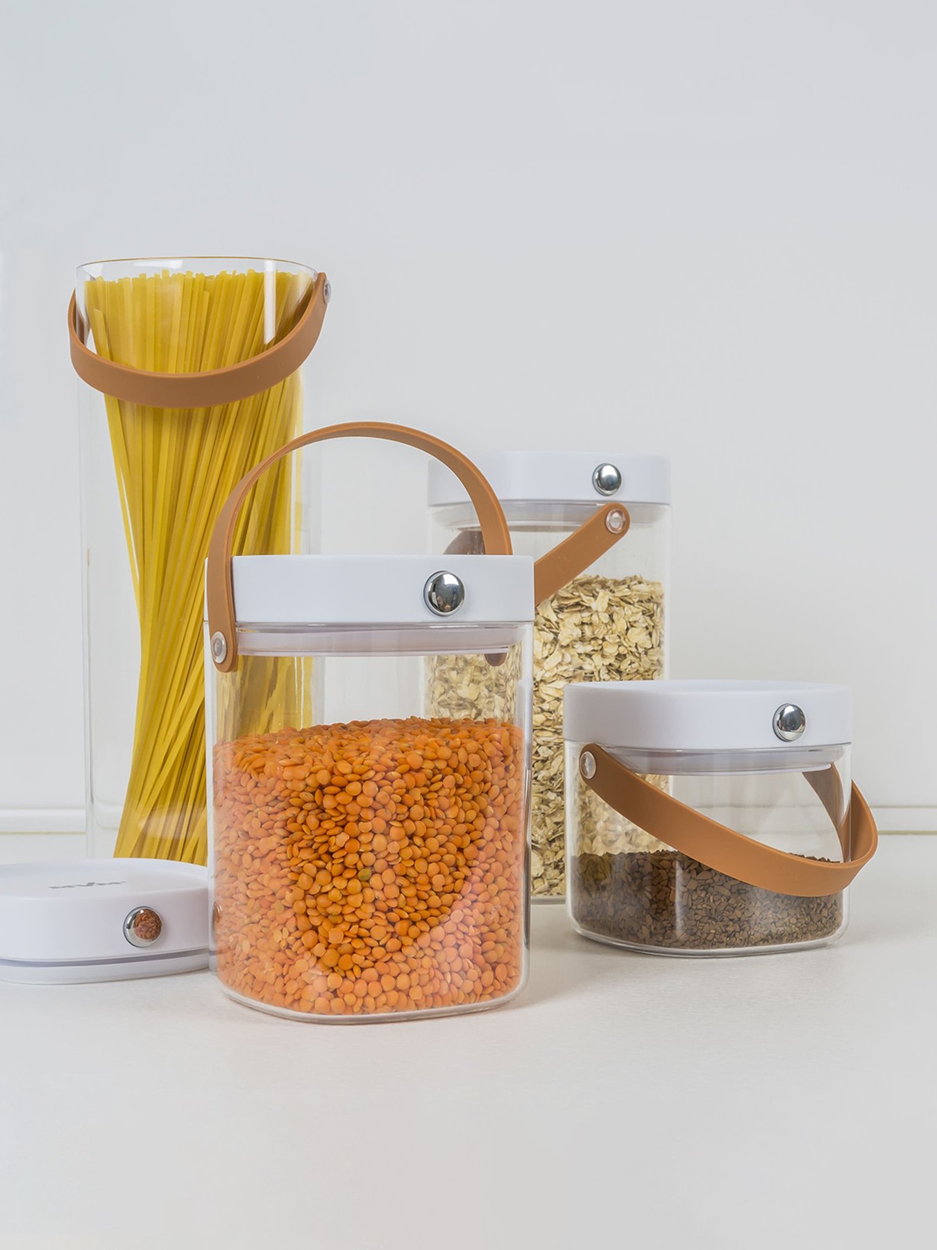 Емкость для хранения высокая прозрачная с белым MBM MY HOME модель KP-07 XL T/WHITE Фото