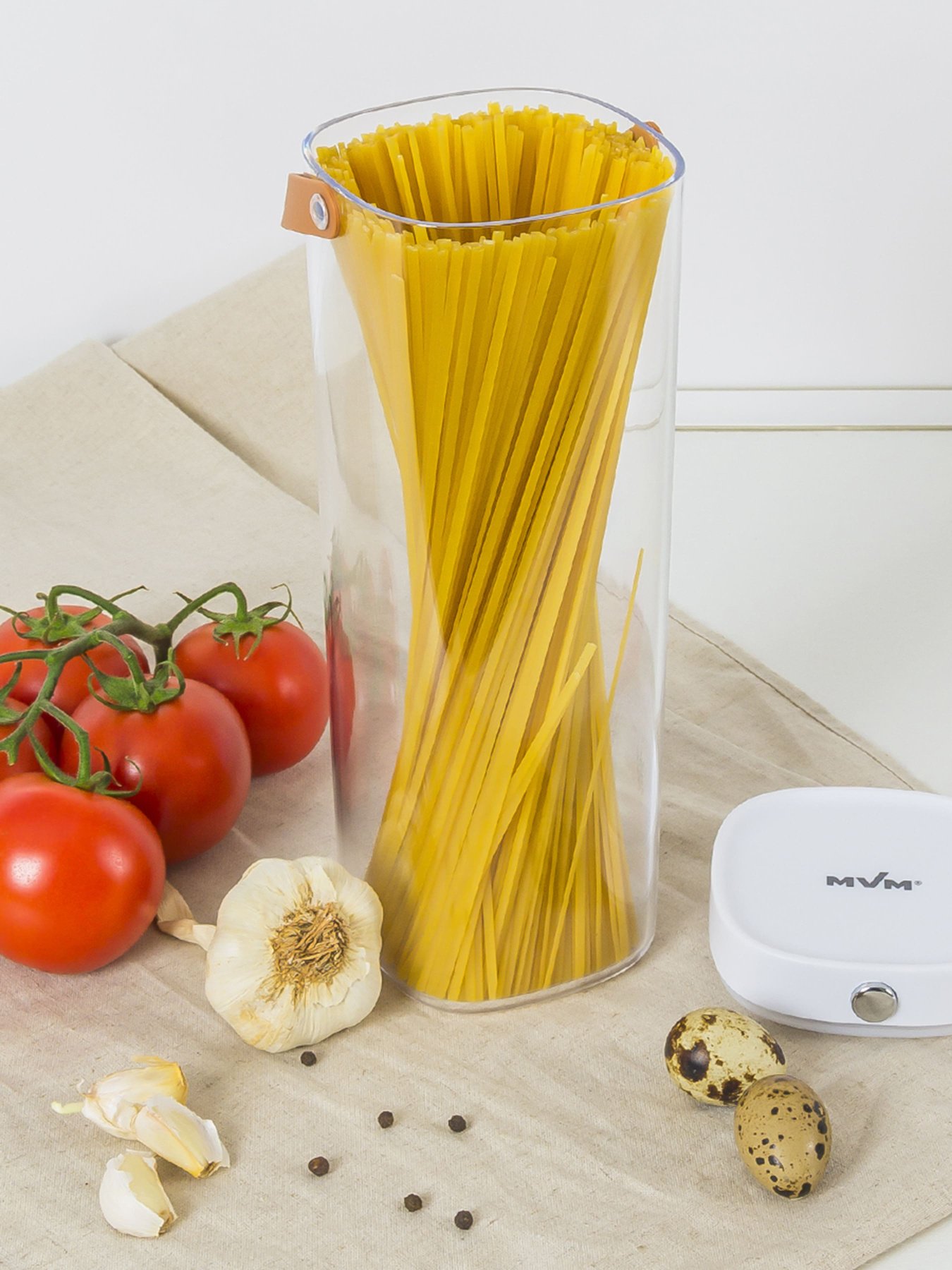 Ємність для зберігання висока прозора з білим MBM HOME модель KP-07 XL T/WHITE Фото