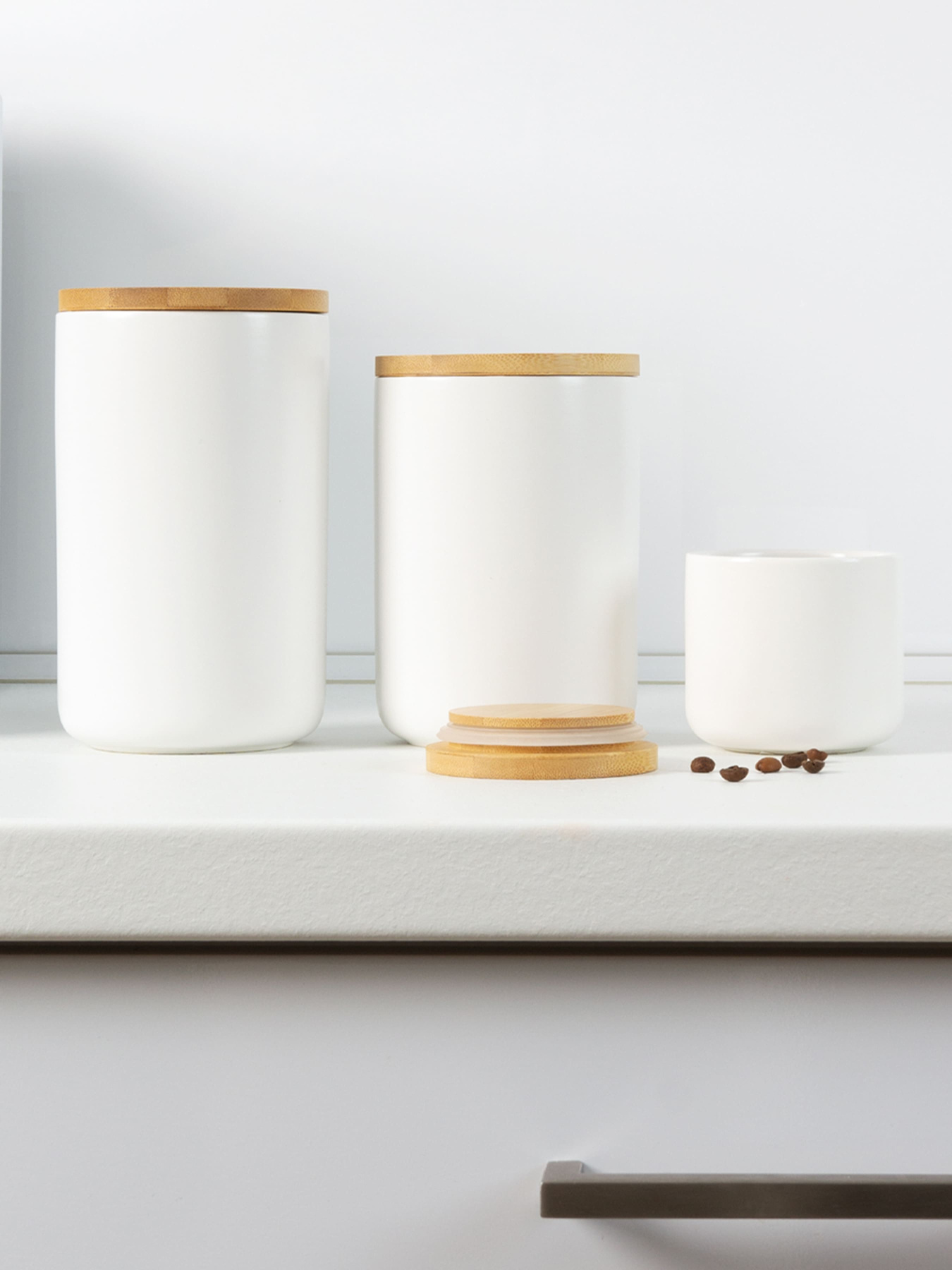 Ємність для зберігання біла/дерево MBM HOME модель KP-13 L WHITE/WOOD Фото