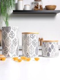 Ємність для зберігання з візерунком біла/дерево MBM HOME модель KP-15 S WHITE/WOOD Ємність для зберігання з візерунком біла/дерево MBM HOME модель KP-15 S WHITE/WOOD Фото