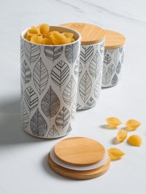 Ємність для зберігання з візерунком біла/дерево MBM HOME модель KP-15 S WHITE/WOOD Ємність для зберігання з візерунком біла/дерево MBM HOME модель KP-15 S WHITE/WOOD Фото