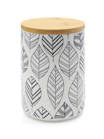 Ємність для зберігання з візерунком біла/дерево MBM HOME модель KP-15 M WHITE/WOOD Фото