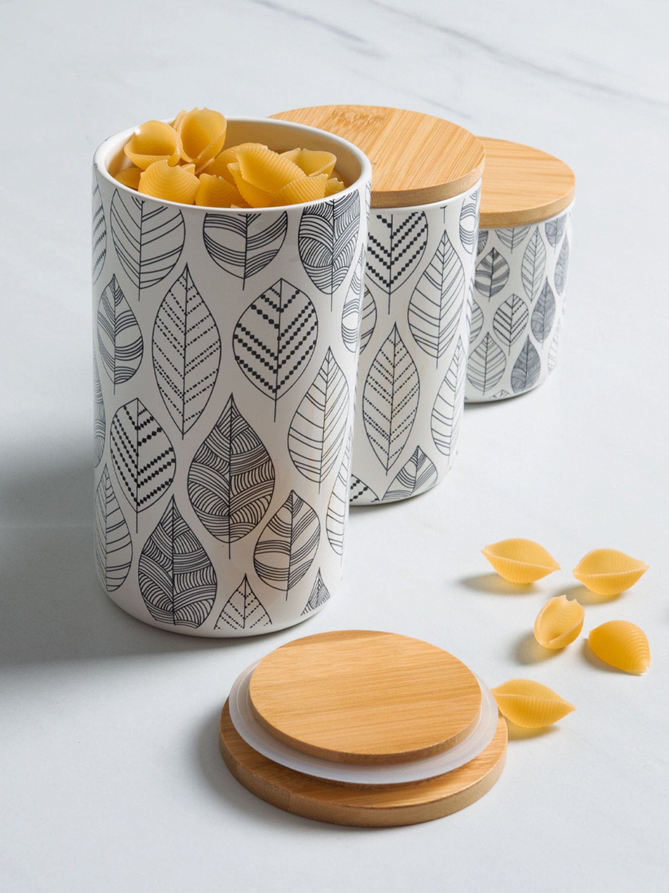 Ємність для зберігання з візерунком біла/дерево MBM HOME модель KP-15 L WHITE/WOOD Ємність для зберігання з візерунком біла/дерево MBM HOME модель KP-15 L WHITE/WOOD Фото