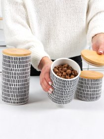 Ємність для зберігання з візерунком сіра/дерево MBM HOME модель KP-16 L GRAY/WOOD Фото