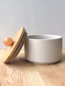 Емкость для хранения белая/дерево MBM MY HOME модель KP-17 WHITE/WOOD Фото