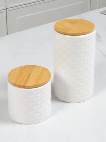 Ємність для зберігання біла/дерево MBM MY HOME Модель KP-18 S WHITE/WOOD Фото