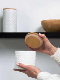 Ємність для зберігання біла/дерево MBM HOME модель KP-18 S WHITE/WOOD Фото