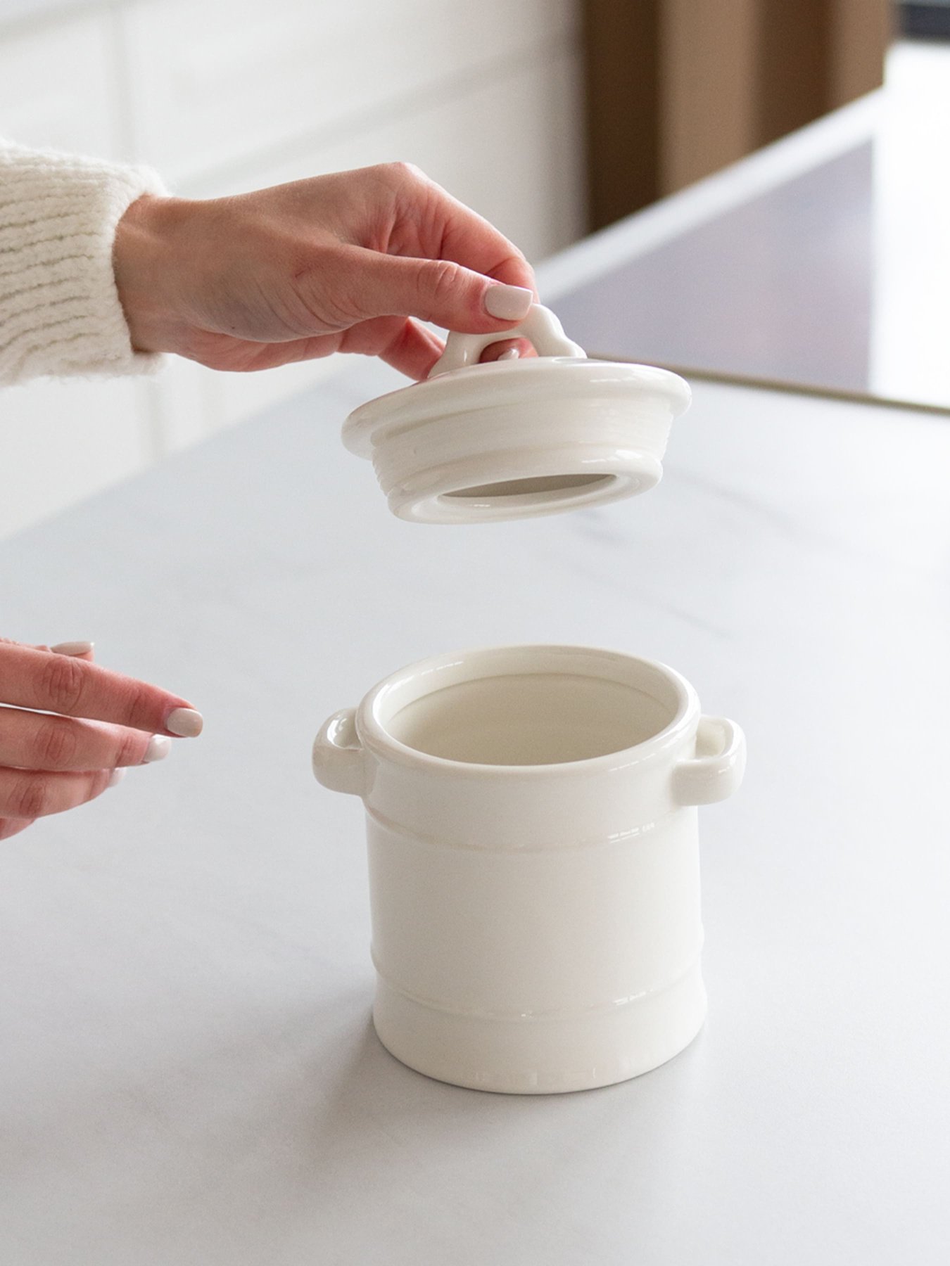 Емкость для хранения с ручками белая MBM HOME модель KP-19 WHITE Фото