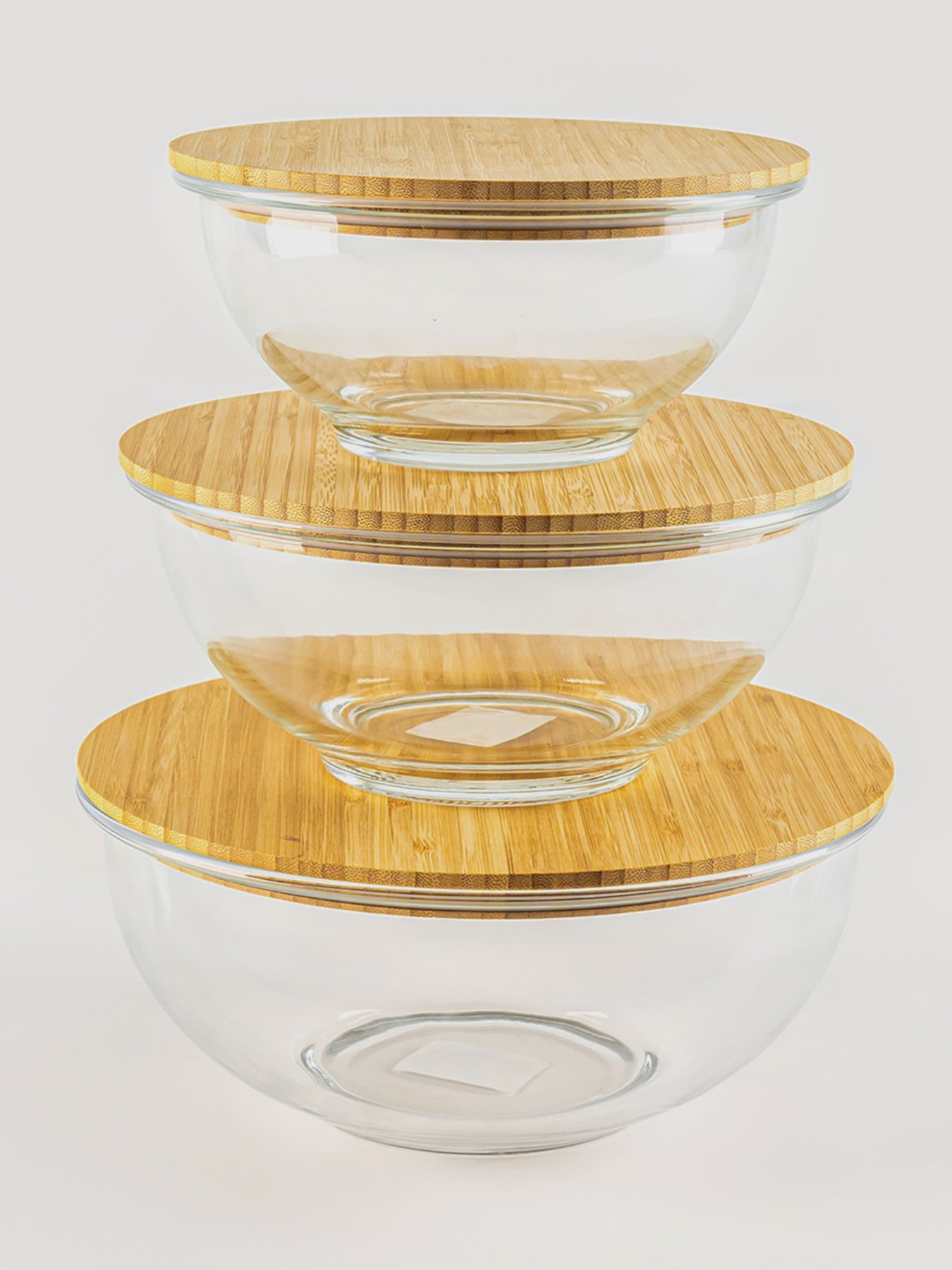 Емкость для хранения круглая прозрачная/дерево MBM MY HOME модель KP-59 T/WOOD Фото