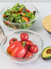 Емкость для хранения круглая прозрачная/дерево MBM MY HOME модель KP-59 T/WOOD Фото