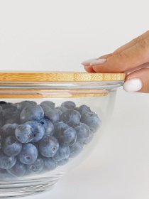 Емкость для хранения круглая прозрачная/дерево MBM HOME модель KP-59 T/WOOD Фото