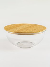 Емкость для хранения круглая прозрачная/дерево MBM HOME модель KP-59 T/WOOD Фото