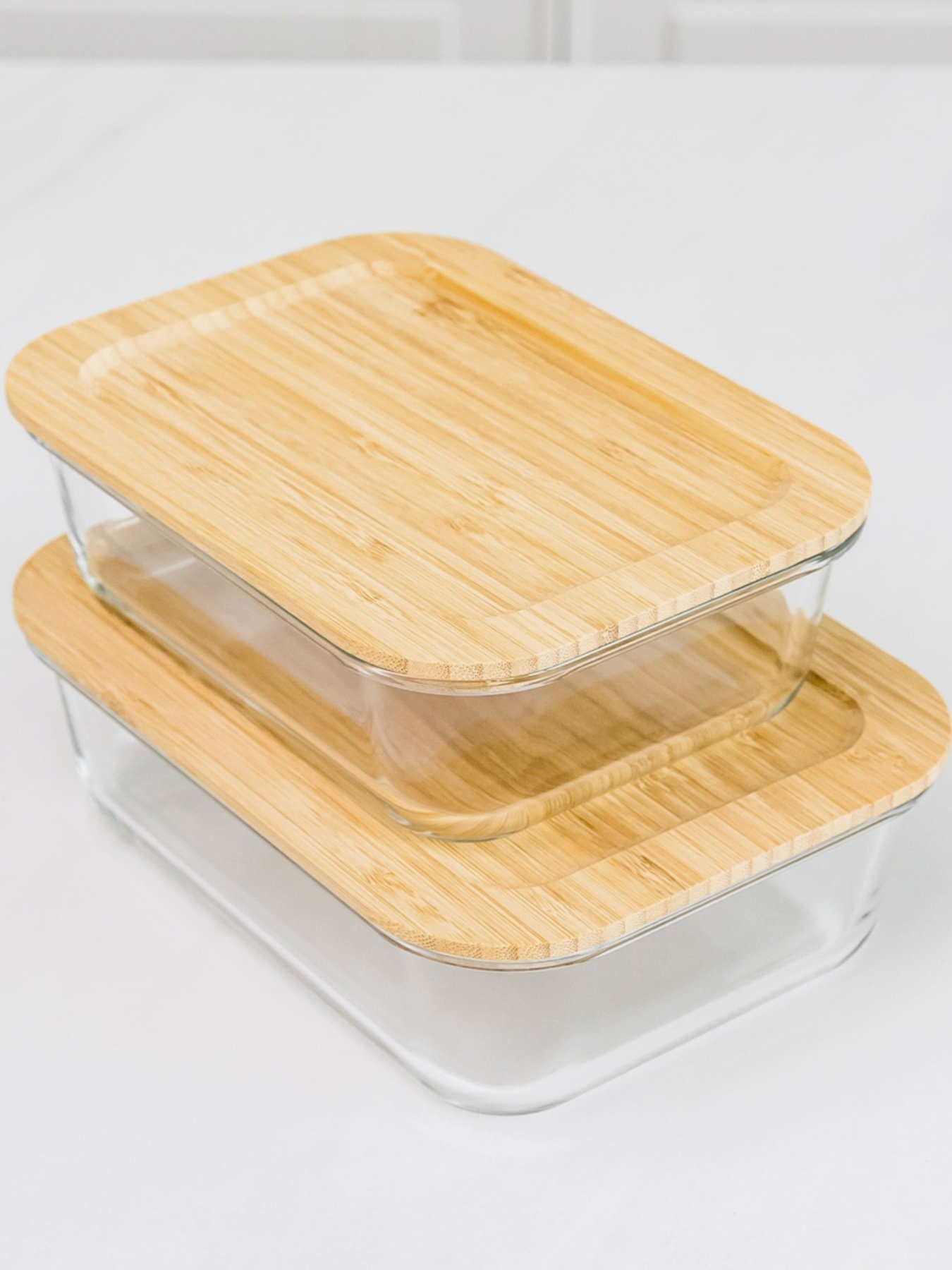 Емкость для хранения прозрачная/дерево MBM HOME модель KP-61 T/WOOD Фото