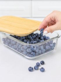 Емкость для хранения прозрачная/дерево MBM HOME модель KP-61 T/WOOD Фото