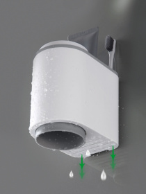 Держатель для зубных щеток со стаканами клеящийся белый с серым MBM HOME модель BP-20 WHITE/GRAY Фото