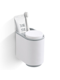 Держатель для зубных щеток со стаканами клеящийся белый с серым MBM HOME модель BP-20 WHITE/GRAY Фото