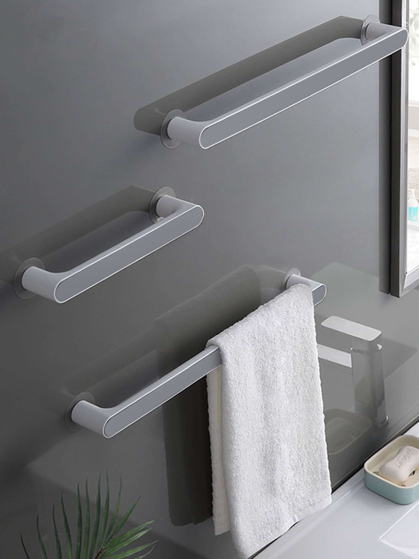 Держатель универсальный клеящийся белый с серым MBM MY HOME модель BP-30 WHITE/GRAY Фото