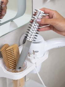 Держатель для фена со стаканом клеящийся MBM MY HOME модель BP-5 WHITE Фото