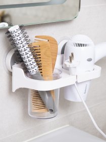 Держатель для фена со стаканом клеящийся MBM HOME модель BP-5 WHITE Фото