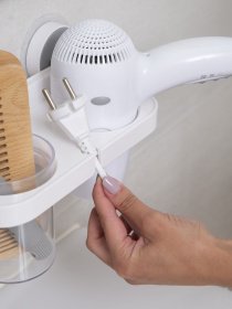 Держатель для фена со стаканом клеящийся MBM HOME модель BP-5 WHITE Фото