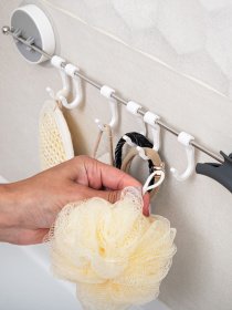 Держатель с крючками универсальный клеящийся MBM MY HOME модель BP-8 WHITE Фото