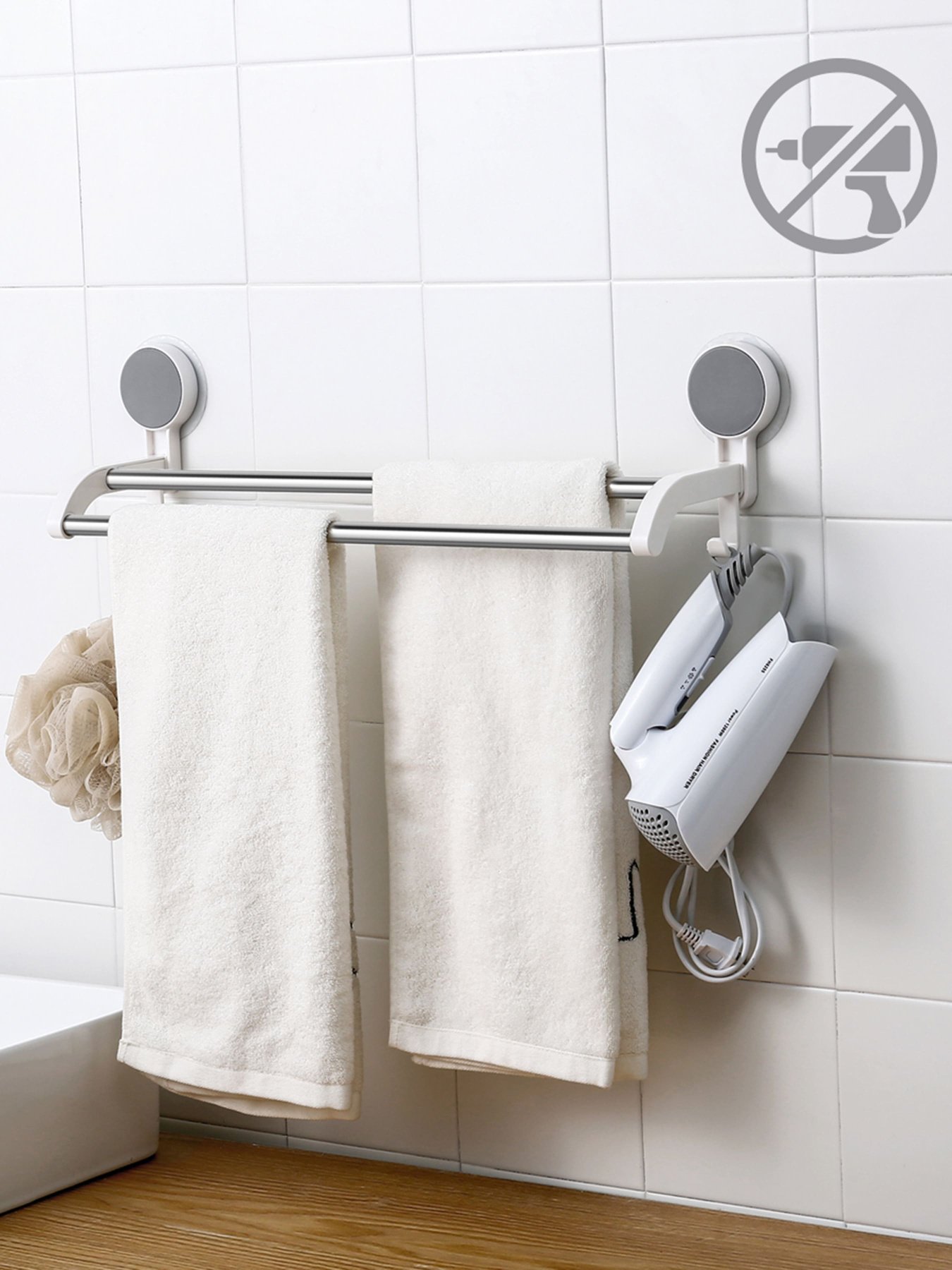 Держатель для полотенец двойной клеящийся с нержавеющей стали MBM MY HOME модель BP-9 WHITE Фото