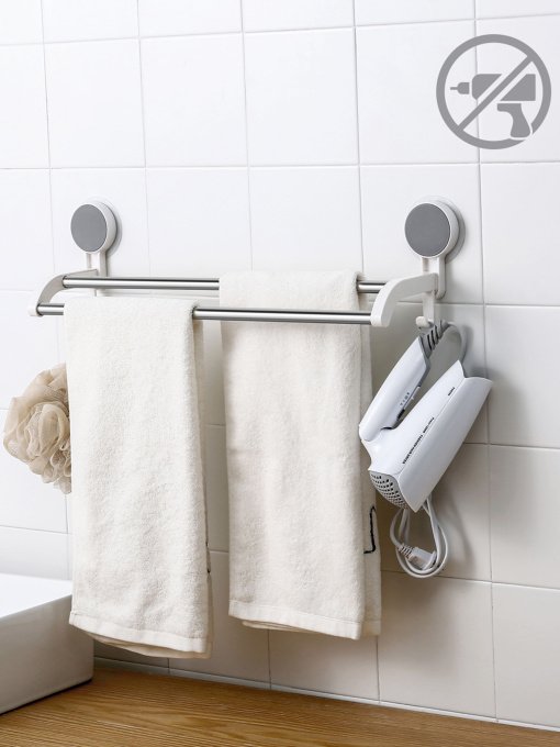 Держатель для полотенец двойной клеящийся с нержавеющей стали MBM MY HOME модель BP-9 WHITE Фото